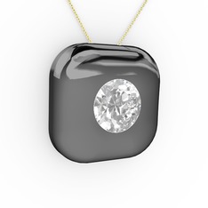 Moria Tektaş Kolye - Pırlanta 925 ayar siyah rodyum kaplama gümüş kolye (0.92 karat, 40 cm gümüş rolo zincir) #7ff00u