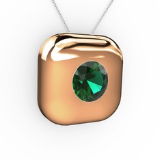Yeşil kuvars 925 ayar rose altın kaplama gümüş kolye (40 cm beyaz altın rolo zincir)