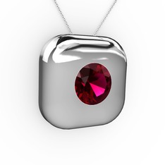 Moria Tektaş Kolye - Rodolit garnet 925 ayar gümüş kolye (40 cm gümüş rolo zincir) #o30pri