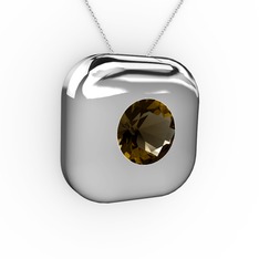 Moria Tektaş Kolye - Dumanlı kuvars 14 ayar beyaz altın kolye (40 cm beyaz altın rolo zincir) #odaats