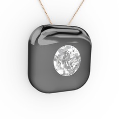 Moria Tektaş Kolye - Swarovski 925 ayar siyah rodyum kaplama gümüş kolye (40 cm rose altın rolo zincir) #rn659x
