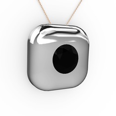 Moria Tektaş Kolye - Siyah zirkon 925 ayar gümüş kolye (40 cm rose altın rolo zincir) #u6wm8e