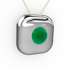 Moria Tektaş Kolye - Kök zümrüt 8 ayar beyaz altın kolye (40 cm altın rolo zincir) #wyjuc0