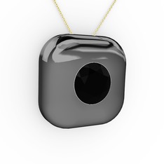 Moria Tektaş Kolye - Siyah zirkon 925 ayar siyah rodyum kaplama gümüş kolye (40 cm gümüş rolo zincir) #xznfv8