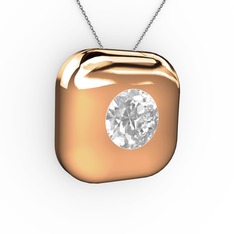 Swarovski 8 ayar rose altın kolye (40 cm gümüş rolo zincir)
