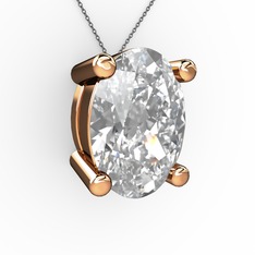 Swarovski 14 ayar rose altın kolye (40 cm gümüş rolo zincir)
