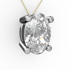 Oval Kolye - Swarovski 14 ayar beyaz altın kolye (40 cm gümüş rolo zincir) #1l1j8z2