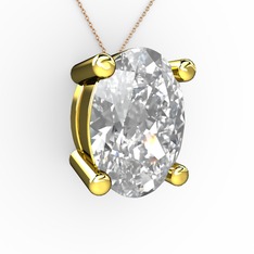 Oval Kolye - Swarovski 14 ayar altın kolye (40 cm rose altın rolo zincir) #1mmct9d