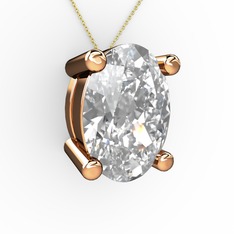 Oval Kolye - Swarovski 14 ayar rose altın kolye (40 cm gümüş rolo zincir) #1paljdj