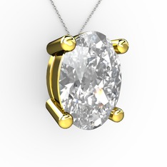 Oval Kolye - Swarovski 18 ayar altın kolye (40 cm beyaz altın rolo zincir) #2g1tft