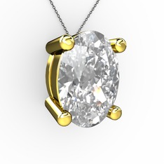 Oval Kolye - Swarovski 18 ayar altın kolye (40 cm gümüş rolo zincir) #2sgi9a