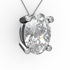 Swarovski 8 ayar beyaz altın kolye (40 cm gümüş rolo zincir)