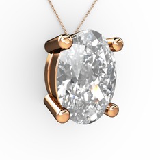Oval Kolye - Swarovski 18 ayar rose altın kolye (40 cm rose altın rolo zincir) #csv7qg