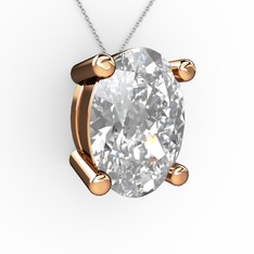 Oval Kolye - Swarovski 925 ayar rose altın kaplama gümüş kolye (40 cm beyaz altın rolo zincir) #iz60my