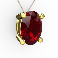 Garnet 18 ayar altın kolye (40 cm gümüş rolo zincir)