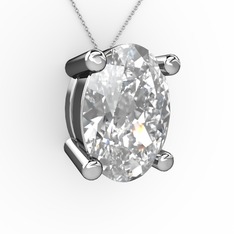 Oval Kolye - Swarovski 14 ayar beyaz altın kolye (40 cm beyaz altın rolo zincir) #tp44b8