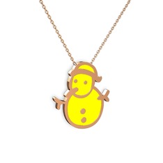 Kardan Adam Kolye - 18 ayar rose altın kolye (Sarı mineli, 40 cm gümüş rolo zincir) #11rzrxv