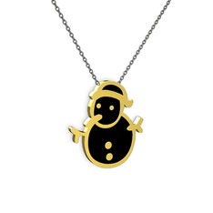 18 ayar altın kolye (Siyah mineli, 40 cm gümüş rolo zincir)