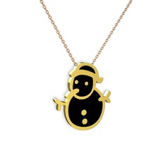 Kardan Adam Kolye - 18 ayar altın kolye (Siyah mineli, 40 cm rose altın rolo zincir) #1jcam0z