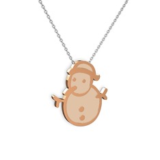 14 ayar rose altın kolye (Ekru mineli, 40 cm gümüş rolo zincir)