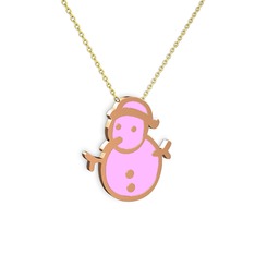 Kardan Adam Kolye - 14 ayar rose altın kolye (Açık pembe mineli, 40 cm gümüş rolo zincir) #1tfm5yg