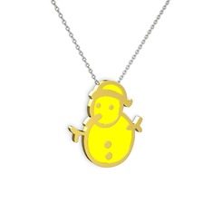 925 ayar altın kaplama gümüş kolye (Sarı mineli, 40 cm beyaz altın rolo zincir)