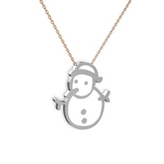 8 ayar beyaz altın kolye (Beyaz mineli, 40 cm rose altın rolo zincir)