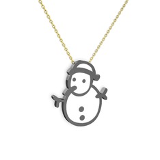 925 ayar siyah rodyum kaplama gümüş kolye (Beyaz mineli, 40 cm altın rolo zincir)