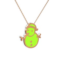 925 ayar rose altın kaplama gümüş kolye (Neon yeşil mineli, 40 cm gümüş rolo zincir)