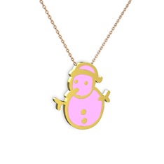 8 ayar altın kolye (Açık pembe mineli, 40 cm rose altın rolo zincir)
