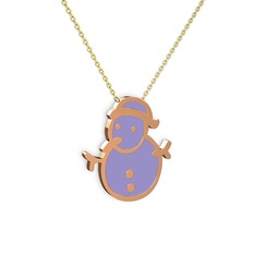 18 ayar rose altın kolye (Menekşe mineli, 40 cm altın rolo zincir)