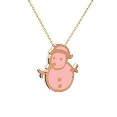 18 ayar rose altın kolye (Pastel pembe mineli, 40 cm altın rolo zincir)