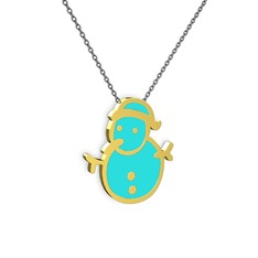 18 ayar altın kolye (Turkuaz mineli, 40 cm gümüş rolo zincir)