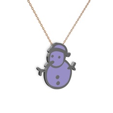 Kardan Adam Kolye - 925 ayar siyah rodyum kaplama gümüş kolye (Menekşe mineli, 40 cm rose altın rolo zincir) #owksde