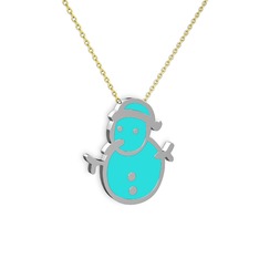 Kardan Adam Kolye - 925 ayar gümüş kolye (Turkuaz mineli, 40 cm altın rolo zincir) #qvo56o