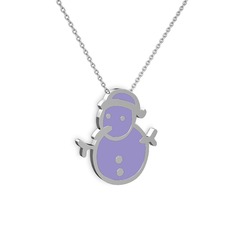 Kardan Adam Kolye - 18 ayar beyaz altın kolye (Menekşe mineli, 40 cm beyaz altın rolo zincir) #v2m7ai