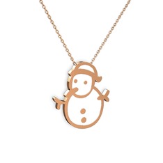 Kardan Adam Kolye - 18 ayar rose altın kolye (Beyaz mineli, 40 cm gümüş rolo zincir) #v6r5nv