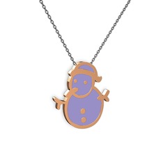 8 ayar rose altın kolye (Menekşe mineli, 40 cm gümüş rolo zincir)