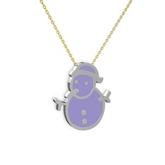 Kardan Adam Kolye - 925 ayar gümüş kolye (Menekşe mineli, 40 cm altın rolo zincir) #vkx1sz