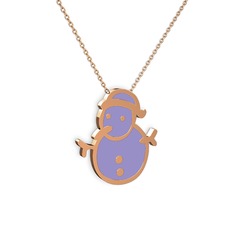 Kardan Adam Kolye - 8 ayar rose altın kolye (Menekşe mineli, 40 cm rose altın rolo zincir) #x69wom