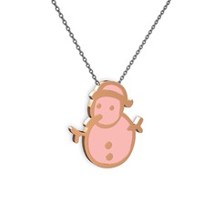 Kardan Adam Kolye - 925 ayar rose altın kaplama gümüş kolye (Pastel pembe mineli, 40 cm gümüş rolo zincir) #zbp05a