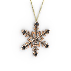 Aloin Kar Tanesi Kolye - Siyah zirkon 925 ayar rose altın kaplama gümüş kolye (40 cm altın rolo zincir) #10uil5b