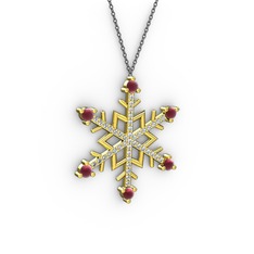 Aloin Kar Tanesi Kolye - Kök yakut ve pırlanta 14 ayar altın kolye (0.473 karat, 40 cm gümüş rolo zincir) #115aam8