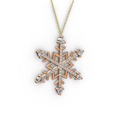 Aloin Kar Tanesi Kolye - Beyaz zirkon 8 ayar rose altın kolye (40 cm altın rolo zincir) #11m11w