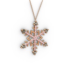 Dumanlı kuvars ve pembe kuvars 925 ayar rose altın kaplama gümüş kolye (40 cm gümüş rolo zincir)