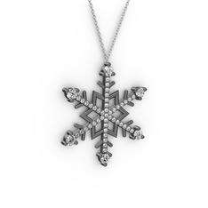 Pırlanta ve swarovski 925 ayar siyah rodyum kaplama gümüş kolye (0.66 karat, 40 cm beyaz altın rolo zincir)
