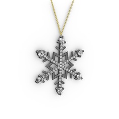 Aloin Kar Tanesi Kolye - Swarovski ve pırlanta 925 ayar siyah rodyum kaplama gümüş kolye (0.473 karat, 40 cm altın rolo zincir) #13cwvay