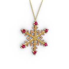 Rodolit garnet ve sitrin 18 ayar rose altın kolye (40 cm altın rolo zincir)