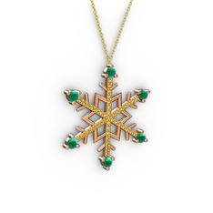 Aloin Kar Tanesi Kolye - Kök zümrüt ve sitrin 925 ayar rose altın kaplama gümüş kolye (40 cm altın rolo zincir) #13rd9ex