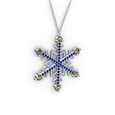 Aloin Kar Tanesi Kolye - Dumanlı kuvars ve lab safir 8 ayar beyaz altın kolye (40 cm beyaz altın rolo zincir) #13vqikv